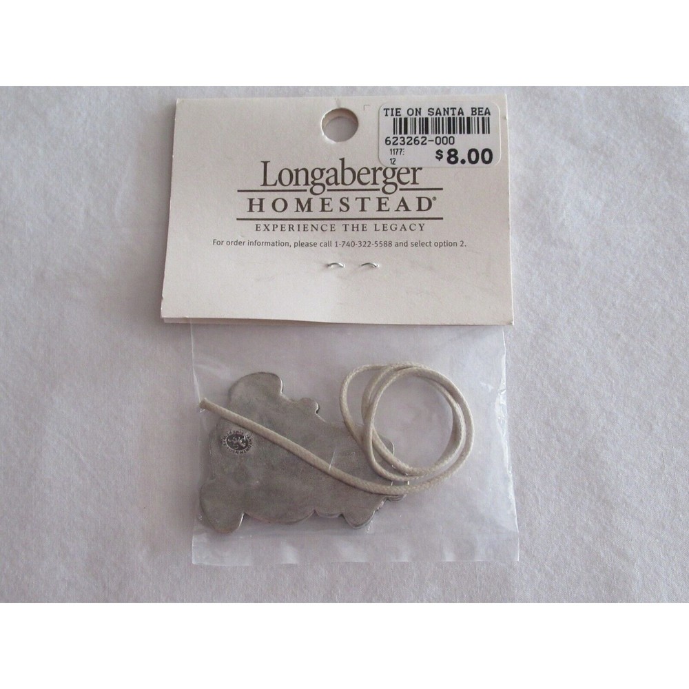 Longaberger SANTA BEAR Danforth Pewter USA Tie On Christmas Holidays USA Made - Picture 4 of 11